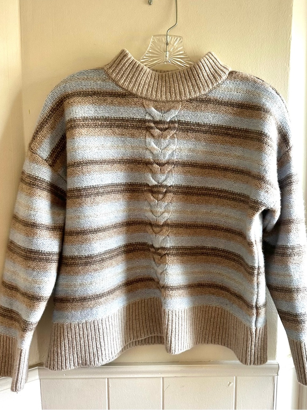 Haven Well Within Wool Blend Cable Knit Stripe Crewneck Sweater Women’s M